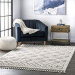 Light Grey Moroccan Tassel Area Rug - 8x11