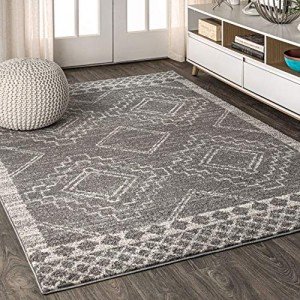 Amir Moroccan Geometric Area Rug – 8X10 Gray/Cream