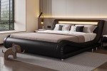 LED Queen Bed Frame with Adjustable Headboard in Black