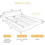 LED Queen Bed Frame with Adjustable Headboard in Black