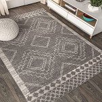 Amir Moroccan Geometric Area Rug – 8X10 Gray/Cream