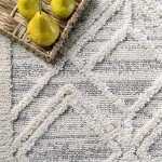 Light Grey Moroccan Tassel Area Rug - 8x11