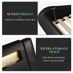 LED Queen Bed Frame with Adjustable Headboard in Black