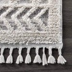 Light Grey Moroccan Tassel Area Rug - 8x11