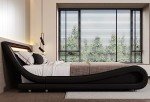 LED Queen Bed Frame with Adjustable Headboard in Black