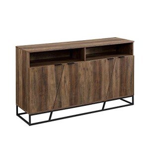 Rustic Oak Angled Door Buffet Cabinet with Shelf