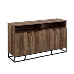 Rustic Oak Angled Door Buffet Cabinet with Shelf