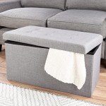 Large Folding Storage Bench Ottoman with Organizer
