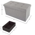 Large Folding Storage Bench Ottoman with Organizer