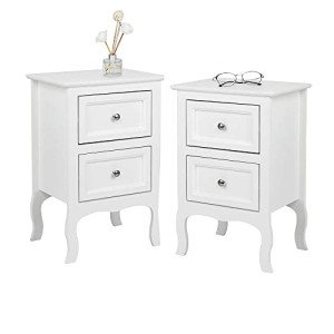 Bonnlo White Nightstand with 2 Drawers