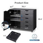 5-Drawer Wood Dresser Chest with Door - Black