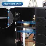 5-Drawer Wood Dresser Chest with Door - Black