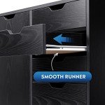 5-Drawer Wood Dresser Chest with Door - Black