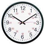 24-Hour Round Black Wall Clock - 12.5in