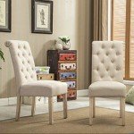 Tan Dining Chair Set of 2 by Roundhill Furniture