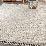Mercer Shag Plush Tassel Area Rug, 8x10 Cream