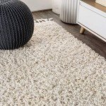 Mercer Shag Plush Tassel Area Rug, 8x10 Cream