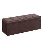 SONGMICS Folding Storage Ottoman Coffee Table, Brown
