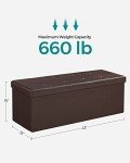 SONGMICS Folding Storage Ottoman Coffee Table, Brown