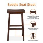 Walnut Finished Solid Wood Saddle-Seat Barstools - Set of 2