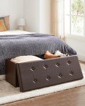 SONGMICS Folding Storage Ottoman Coffee Table, Brown