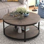 Rustic 36-Inch Round Side Table with Storage