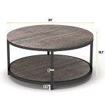 Rustic 36-Inch Round Side Table with Storage