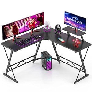 Mr. IRONSTONE L-Shaped Gaming Desk with Monitor Stand