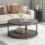 Rustic 36-Inch Round Side Table with Storage