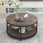 Rustic 36-Inch Round Side Table with Storage