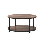 Rustic 36-Inch Round Side Table with Storage