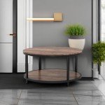 Rustic 36-Inch Round Side Table with Storage