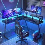 Mr. IRONSTONE L-Shaped Gaming Desk with Monitor Stand
