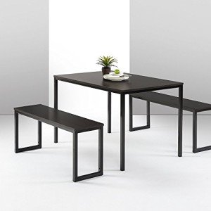 Zinus Espresso Dining Table Set with Two Benches
