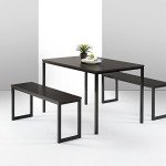Zinus Espresso Dining Table Set with Two Benches