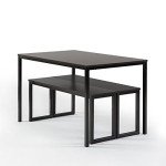 Zinus Espresso Dining Table Set with Two Benches