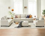 Beige Deep Seat Modern 3-Seater Sofa