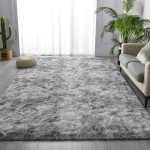 Deerhoo Plush Area Rug - Batik Design, Light Grey