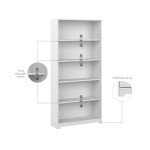 White Tall 5-Shelf Bookcase for Home or Office