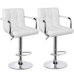 Modern Adjustable Bar Stools with Arms - Set of 2