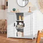 Iwell White Storage Cabinet with 2 Doors & Shelves