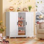 Iwell White Storage Cabinet with 2 Doors & Shelves