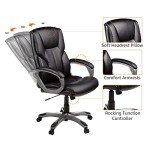 High-Back Executive Swivel Office Chair - Black