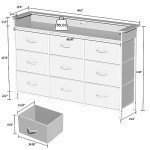 Stylish White LED Dresser with 9 Drawers