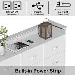 Stylish White LED Dresser with 9 Drawers