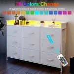 Stylish White LED Dresser with 9 Drawers