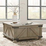 Aldwin Farmhouse Lift Top Coffee Table - Grayish Brown