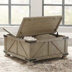 Aldwin Farmhouse Lift Top Coffee Table - Grayish Brown