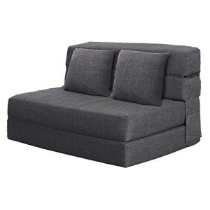 60" Memory Foam Foldable Sofa Bed - Dark Gray