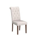Set of 6 Tufted Accent Dining Chairs - Dark Beige